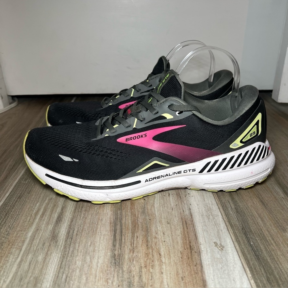 Brooks Adrenaline Gts 23 Black, Gunmetal And Sharp Green, Women’s 11.5 Medium
